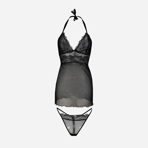 Komplet erotyczny (koszula nocna + majtki-bikini) damski DKaren Arizona XL Czarny (5903251460997) - obraz 1