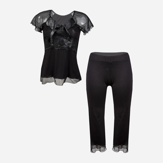 Піжама (футболка + штани) жіноча DKaren Kinzly XL Чорна (5903251460690) - зображення 1