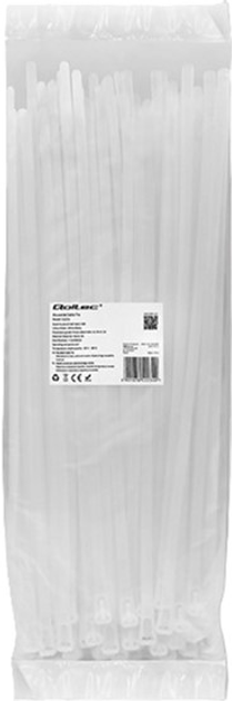 Opaski zaciskowe Qoltec Nylon UV 7.2 x 350 mm 100 szt Biały (5901878522340) - obraz 1