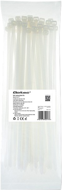 Кабельні стяжки Qoltec Nylon UV 7.2 x 300 мм 50 шт White (5901878522173) - зображення 1