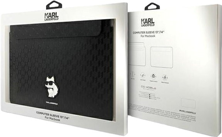 Pokrowiec na laptopa Karl Lagerfeld Saffiano Monogram Choupette KLCS14SAKHPCK 14" Czarny (3666339170561) - obraz 4
