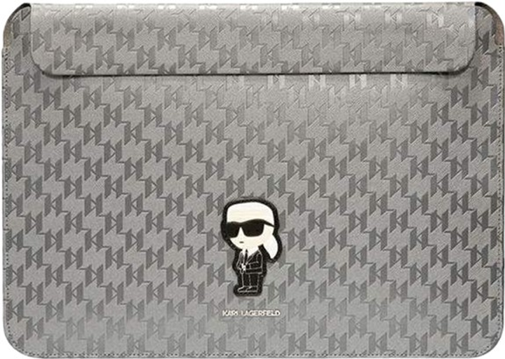 Pokrowiec na laptopa Karl Lagerfeld Saffiano Monogram Ikonik KLCS14SAKHPKG 14" Srebrny (3666339170547) - obraz 1