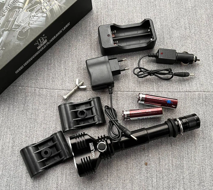 Фонарь аккумуляторный X-Balog Police BL-Q2822 2xT6 18650х2 1000 м Черный - изображение 7