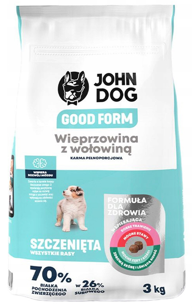 Sucha karma dla szczeniat John Dog Good Form Wieprzowina z wolowina 3 kg (5903246849905) - obraz 1