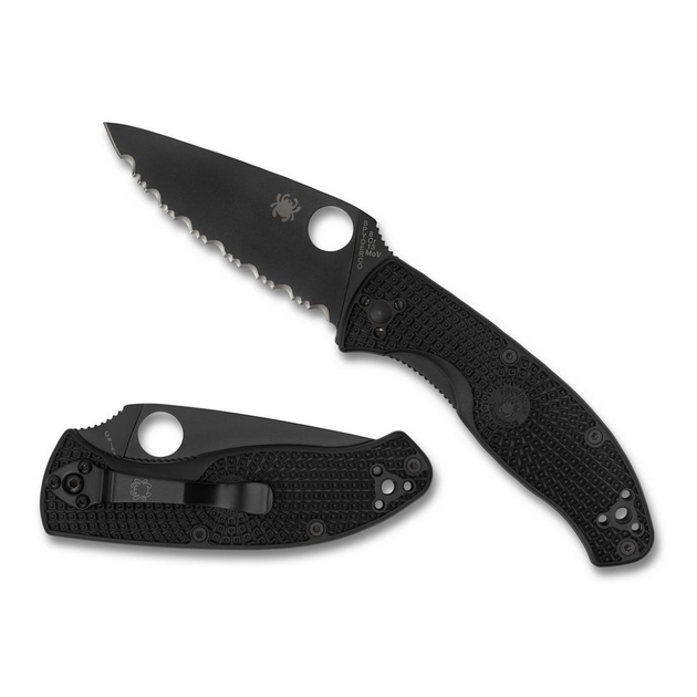 Нож складной Spyderco Tenacious Black Blade FRN серрейтор Black тип замка Liner Lock C122SBBK - изображение 2