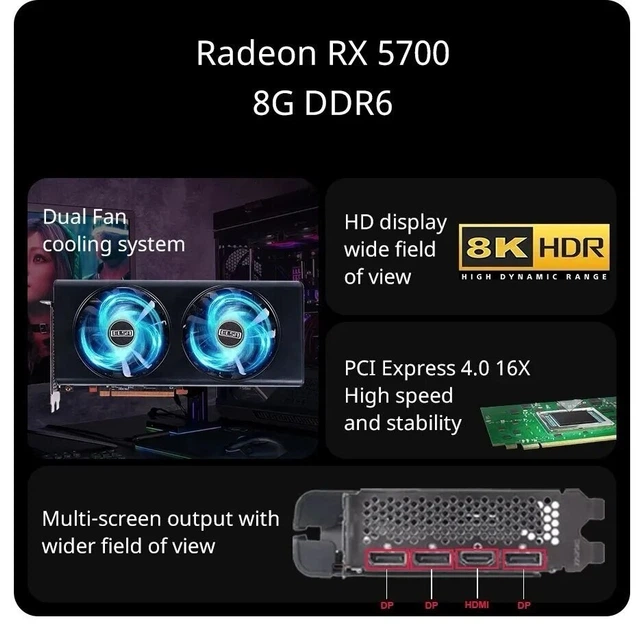 Відеокарта AMD Radeon RX 5700 8GB DDR6 - Б/В - Фото 5 Відеокарта AMD Radeon RX 5700 8GB DDR6 - Б/В - зображення 5