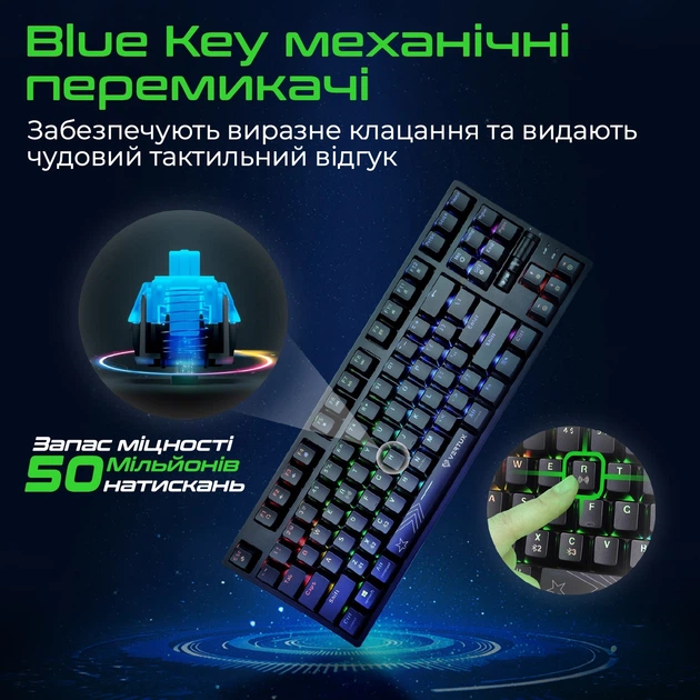 Клавиатура комбинированная Vertux VertuPro-80 Wireless/USB Black (vertupro-80.black) - Фото 2 Клавиатура комбинированная Vertux VertuPro-80 Wireless/USB Black (vertupro-80.black) - изображение 2