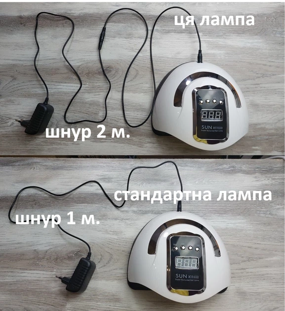 LED+UV профессиональная лампа для маникюра, наращивания ногтей SUNx11 MAX 66 LED 180 W белая з чорным шнур 2м - изображение 3