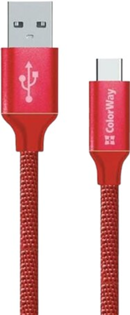Kabel ColorWay USB-USB Type C 1 m Czerwony (4823094913010) - obraz 1
