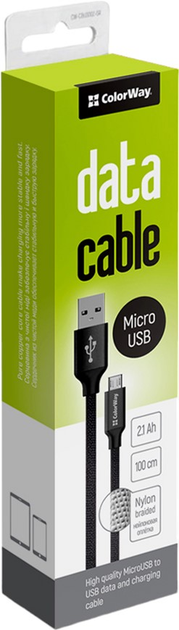 Кабель ColorWay USB-Micro-USB 1 m Black (4823094913058) - зображення 1