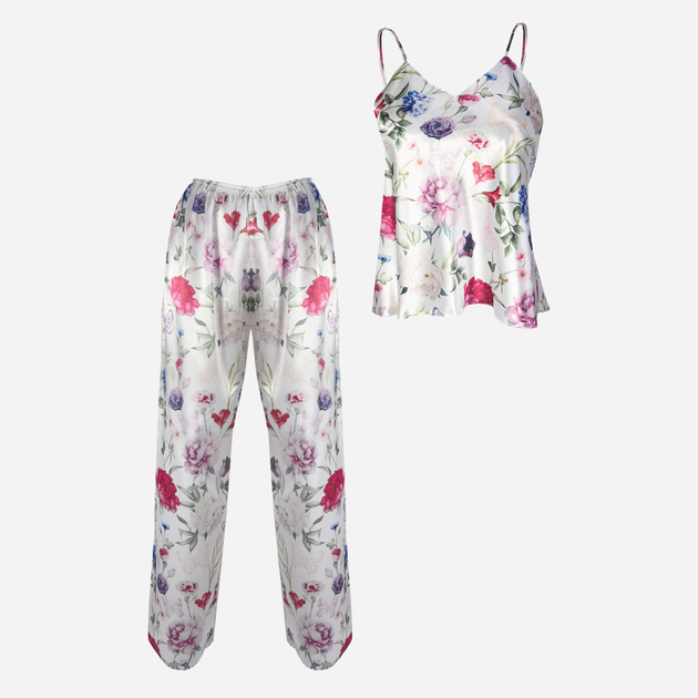 Piżama (podkoszulka + spodnie) damska DKaren Dk-Ki XL Biała z różowym (5903251425965) - obraz 1