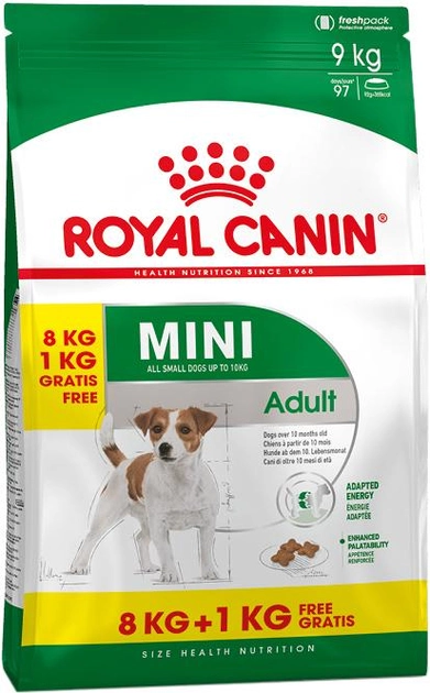 Karma dla dorosłych psów Royal Canin Mini Adult 8 kg + 1 kg (3182550835336) - obraz 1