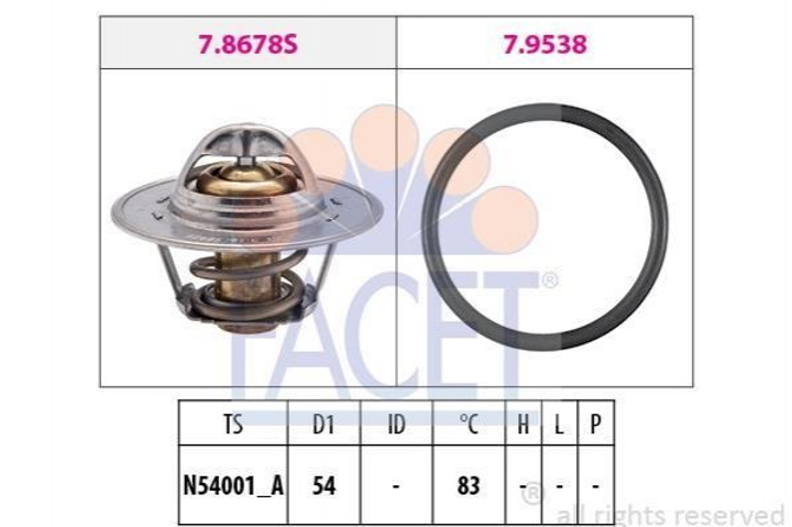 Термостат FACET 78678 Volkswagen Polo; Skoda Fabia, Roomster; Seat Ibiza, Cordoba; Audi A2 032121110F, 032121111AM, 032121111AP - изображение 1