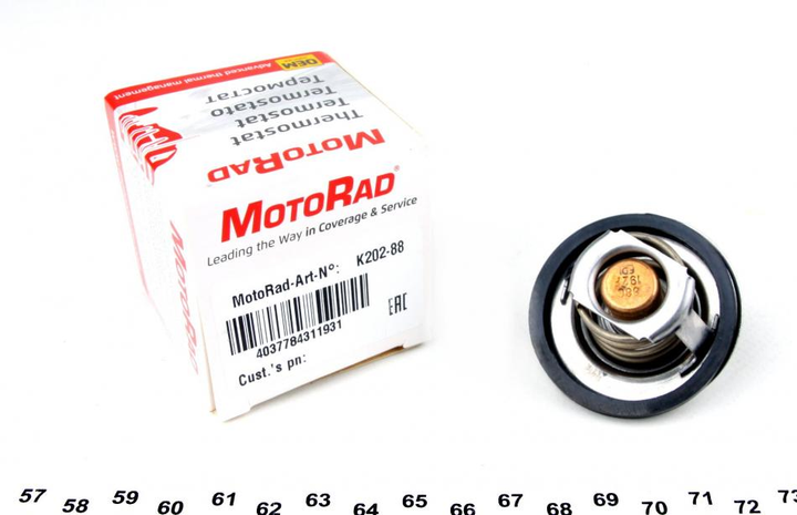 Термостат MOTORAD 202-88K Ford Sierra, Scorpio, Fiesta, Transit, Galaxy; Chevrolet Aveo, Lacetti, Cruze, Tacuma; Daewoo Lanos, Nexia, Nubira 96143939, 96143533, 1497689 - зображення 1