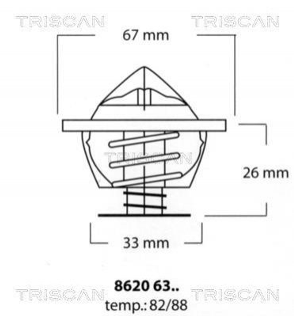 Термостат TRISCAN 86206382 BMW 7 Series, 5 Series, 3 Series, 6 Series; Opel Omega; Porsche Cayenne; Land Rover Range Rover 11531466174, 11531710953, 11531713040 - изображение 1