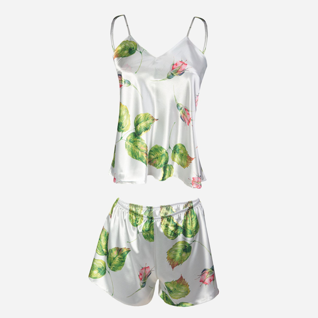 Piżama (podkoszulka + szorty) damska DKaren Dk-Kk XS Biała z zielonym i różowym (5903251425385) - obraz 1