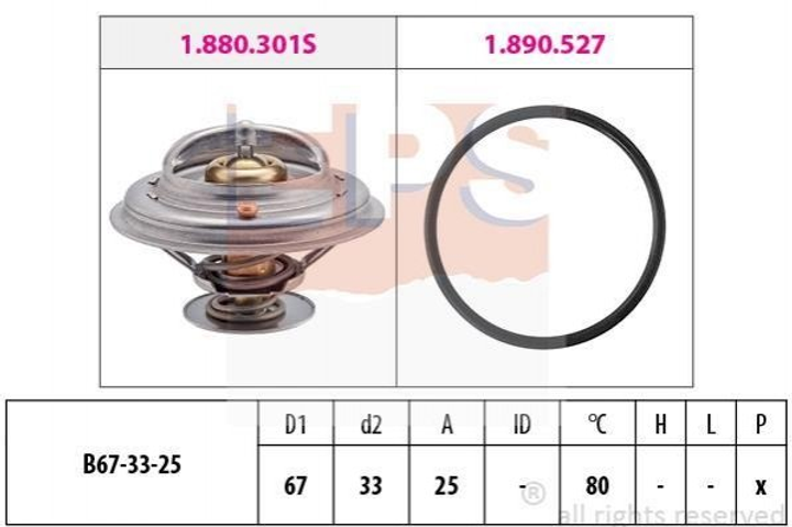 Термостат EPS 1880301 Opel Omega; BMW 5 Series, 7 Series, 3 Series; Land Rover Range Rover 11532246199, 2243126, 2246199 - зображення 1