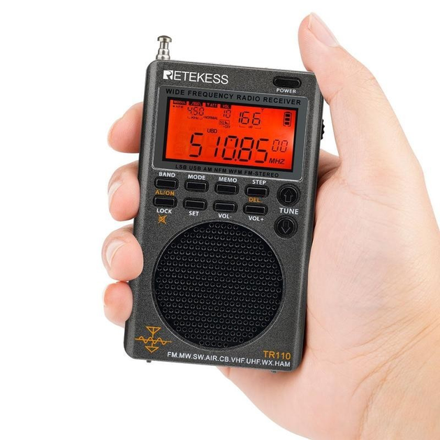 RETEKESS TR110 портативний всехвильовий радіоприймач AM/FM/SW/CB/Air ...