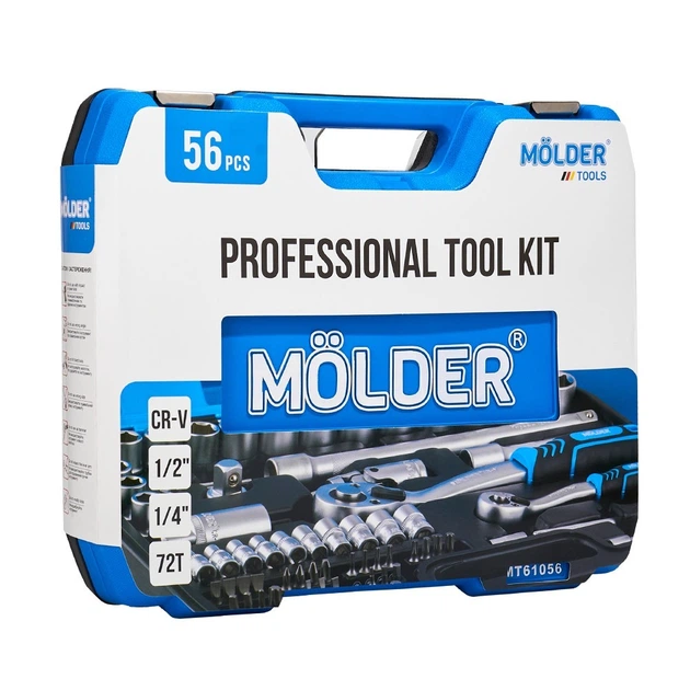 Профессиональный набор инструментов в кейсе Molder 1/2", 1/4" 72Т, CR-V 56 единиц (MT61056) - изображение 10