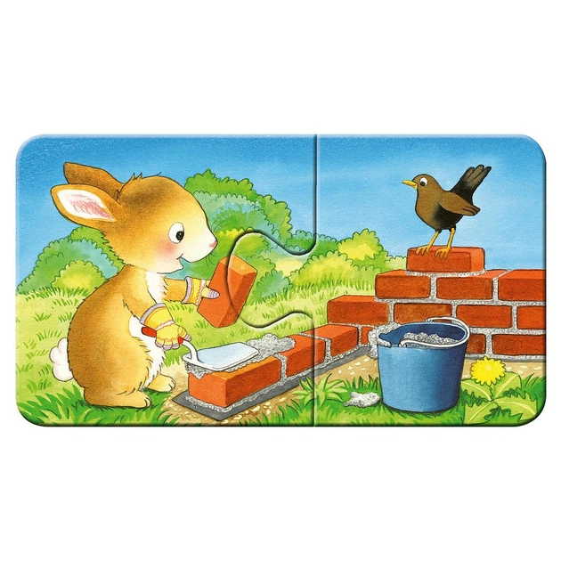 Zestaw puzzli Ravensburger Animal Plac budowy 18 x 10 cm 9 x 2 elementów (4005556030743) - obraz 4