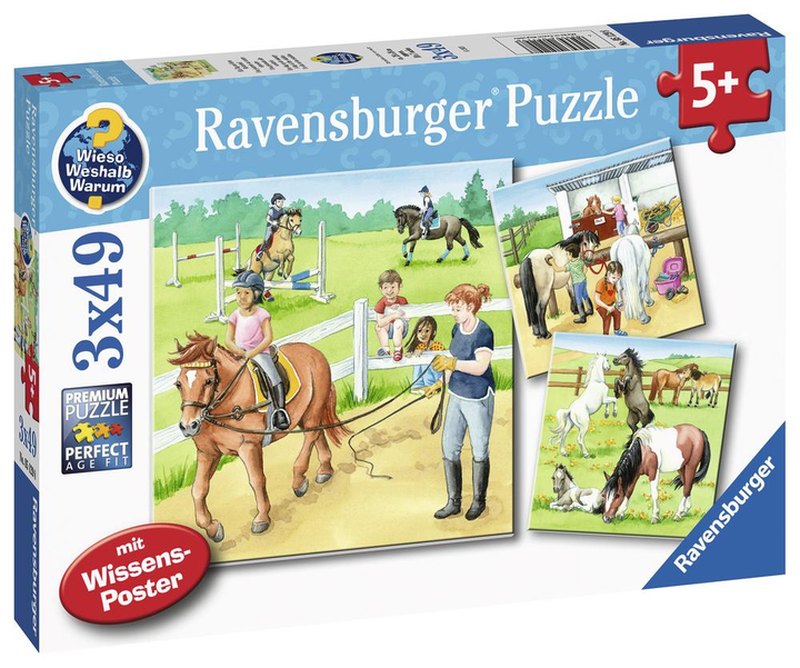 Класичний пазл Ravensburger День на кінній фермі 21 x 21 см 3 x 49 елемента (4005556051298) - зображення 2