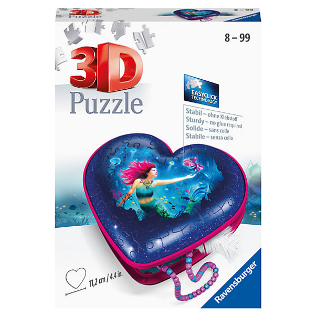 Puzzle 3D Ravensburger Pudełko z sercem Czarujące syrenki 11.2 x 4.4 cm 54 elementy (4005556112494) - obraz 1