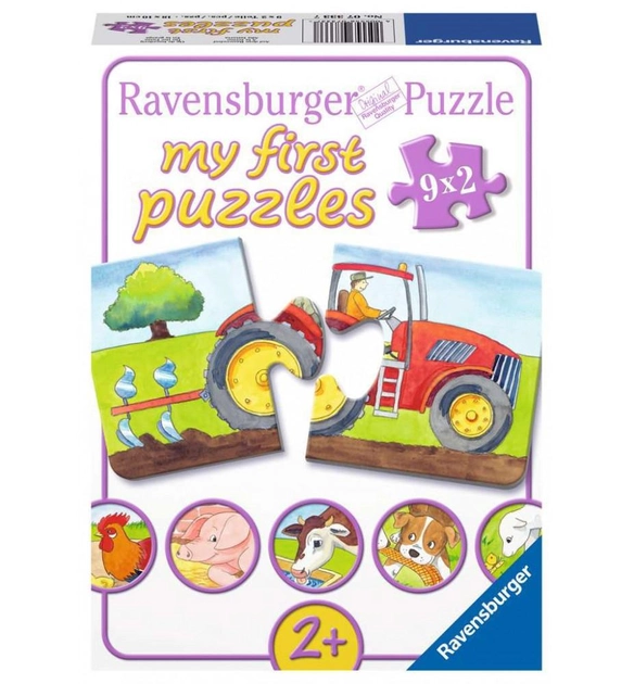 Puzzle klasyczne Ravensburger na farmie 18 x 10 cm 9 x 2 elementów (4005556073337) - obraz 1