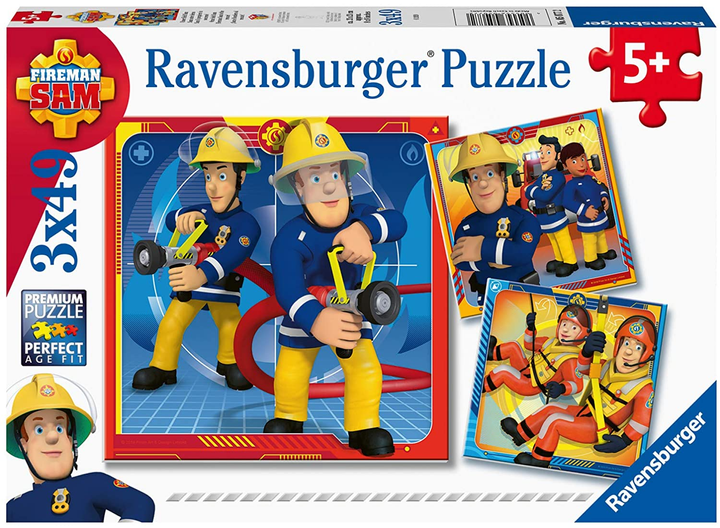 Набір пазлів Ravensburger Пожежний Сем Наш герой Сем 21 х 21 см 3 x 49 елементів (4005556050772) - зображення 1