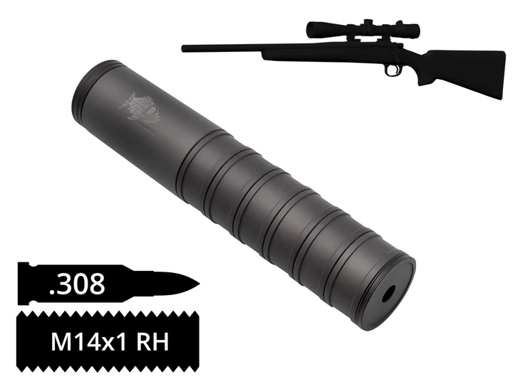 Розбірний саундмодератор AFTactical S44 калібр .308 різьба M14х1RH - зображення 1