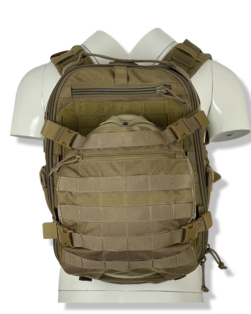 Рюкзак тактичний штурмовий з клапаном для шолома Warrior Spirit Койот - изображение 2