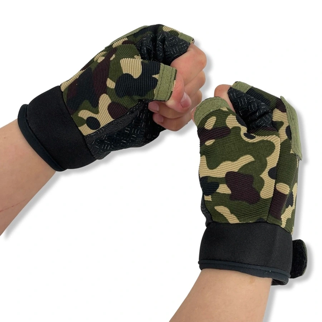 Тактичні рукавички з відкритими пальцями мультикам розмір L - зображення 1