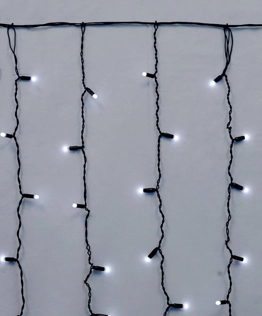 Вулична світлодіодна гірлянда штора 150 LED, 3x1м, чорний каучук, статичний режим, 220В, IP65 - зображення 5