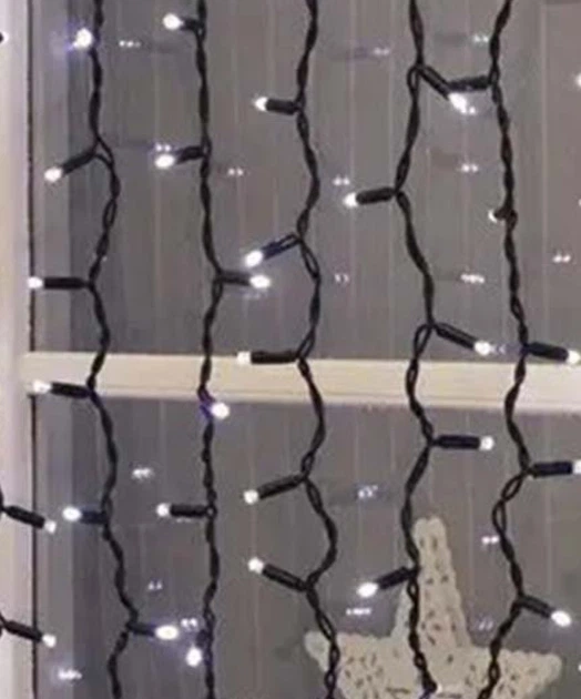 Вулична світлодіодна гірлянда штора 150 LED, 3x1м, чорний каучук, статичний режим, 220В, IP65 - зображення 7