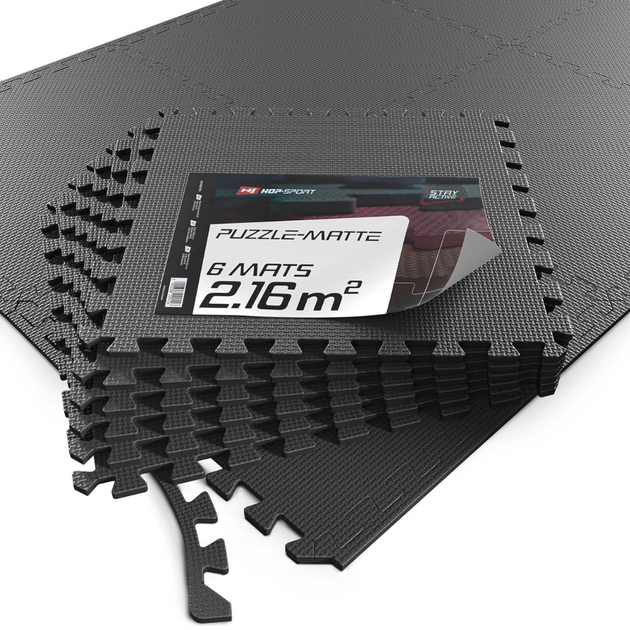Мат-пазл Hop-Sport EVA 1см HS-A010PM 6 частей 60x60 черный спортивные маты для спортзала - изображение 15