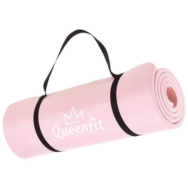 Коврик для йоги Queenfit NBR 1 5 см розовый гимнастический каремат Queenfit комфортный - изображение 5