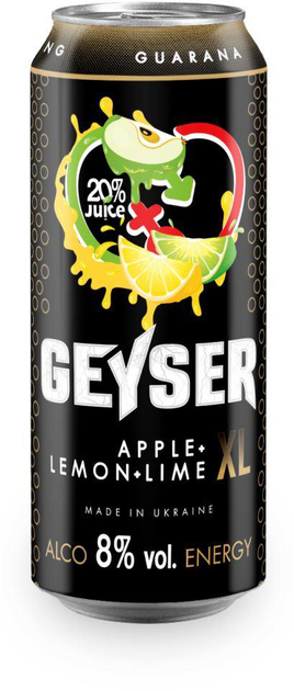 Упаковка с/алк. газ. энерг. напитка Geyser Apple & Lemon & Lime 8% 0.5 л х 12 шт (14820183002065) - изображение 2