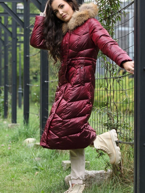 Пуховик зимовий довгий жіночий PERSO BLH220032FR 3XL Винний (5908312938835) - зображення 5