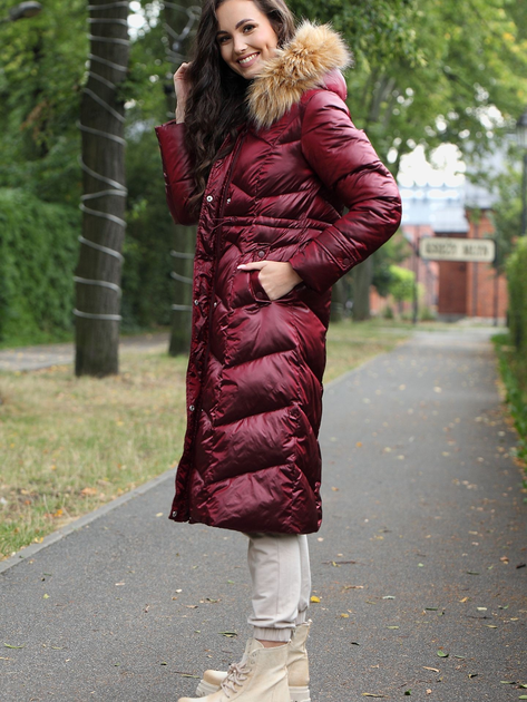 Kurtka puchowa damska długa PERSO BLH220032FF XL Winna (5908312939290) - obraz 5