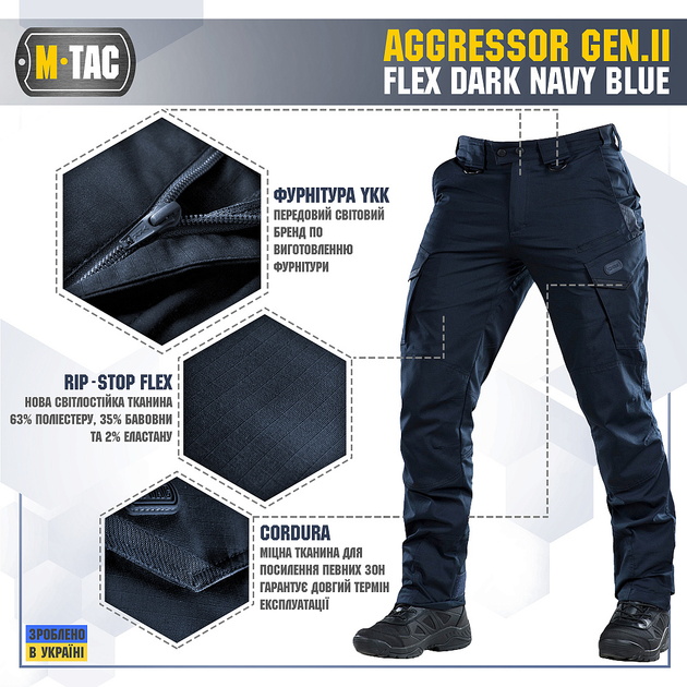 M-Tac брюки Aggressor Gen II Flex Синий 38/30 - изображение 2