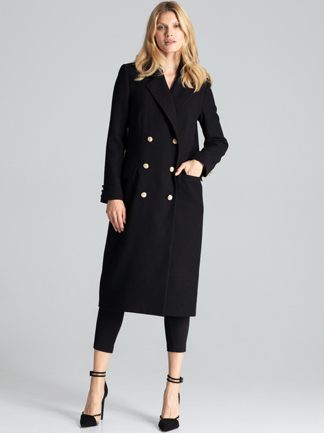 Płaszcz damski dwurzędowy Figl M681 M Czarny (5902194374804) - obraz 3