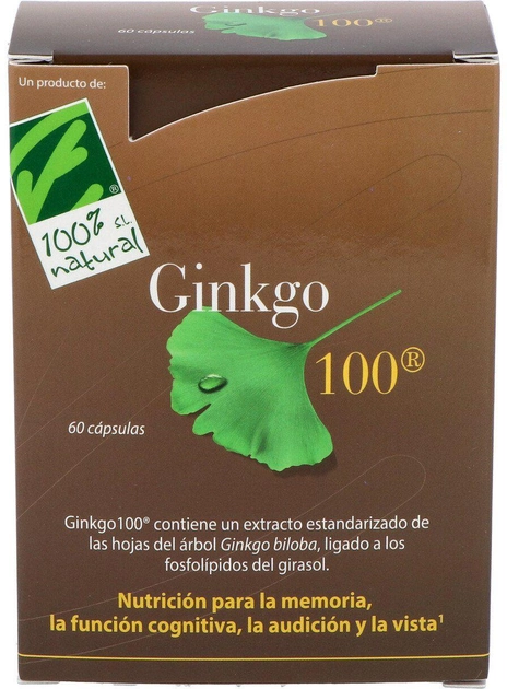 Suplement diety 100% Natural Ginkgo 100 60 kapsułek (8437008750606) - obraz 1