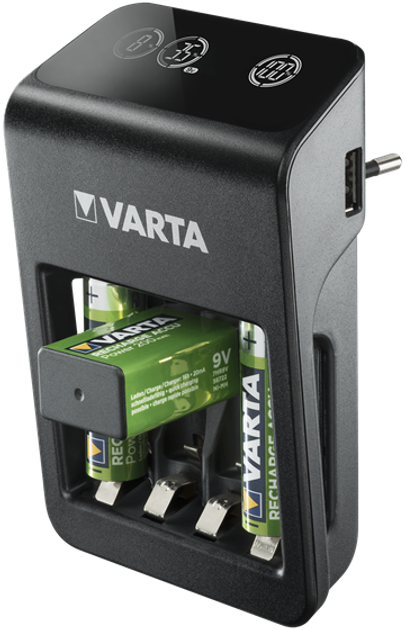 Зарядний пристрій Varta LCD Plug Charger+ EU 4x 2100 mAh Чорне (57687101441) - зображення 5