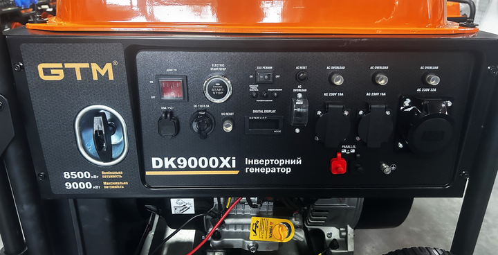 Генераторна установка інверторна відкрита GTM DK9000Xi 9.0кВт ручний старт/електростарт + колеса - зображення 4