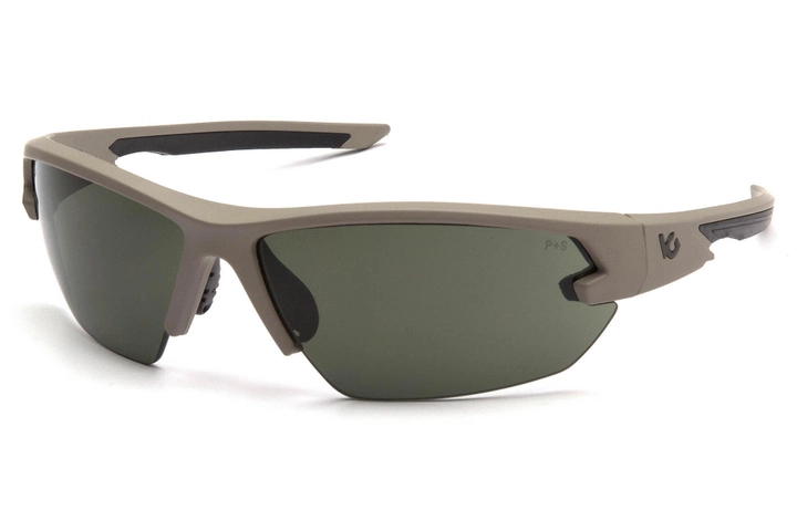 Очки защитные открытые Venture Gear Tactical Semtex 2.0 Tan (forest gray) Anti-Fog, чёрно-зелёные в песочной - изображение 1