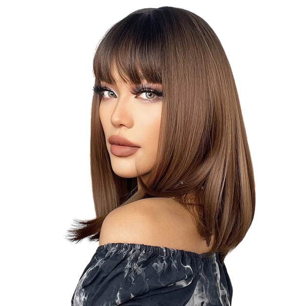 Парик Medium Ombre Brown Light, натуральные синтетические волосы - изображение 2