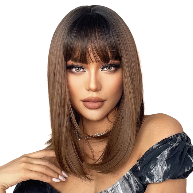 Парик Medium Ombre Brown Light, натуральные синтетические волосы - изображение 5