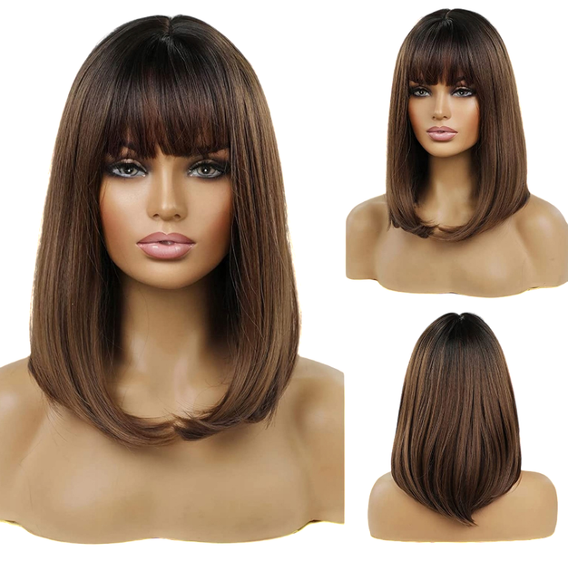 Парик Medium Ombre Brown Light, натуральные синтетические волосы - изображение 8
