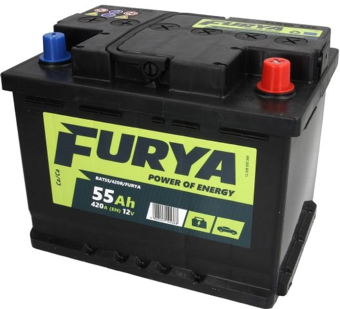 Аккумулятор FURYA 12В 55Ач/420А (R+ стандартные клеммы) 242x175x190 B13 (BAT55/420R/FURYA) - изображение 1