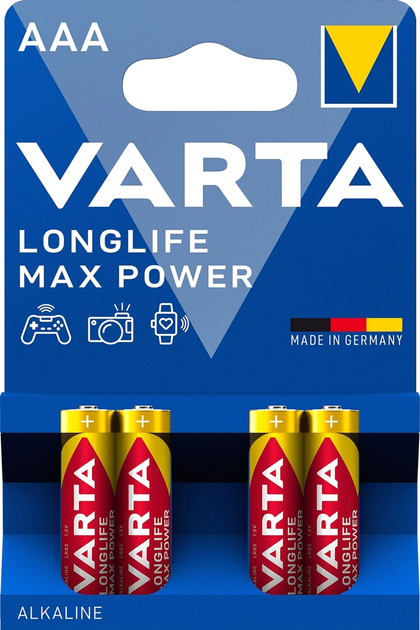 Baterie Varta Longlife Max Power AAA BLI 4 Alkaline (04703101404) - obraz 1