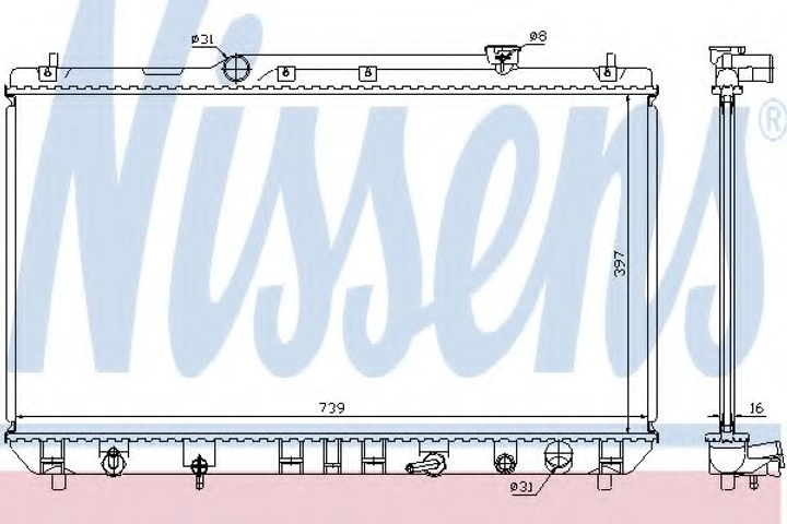 Радіатор охолодження TOYOTA CAMRY (96-) 2.2 i (вир-во Nissens) Nissens (646991) - зображення 1